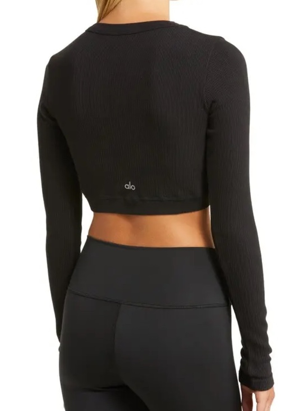 Alo Yoga Ribbed Cropped Black Long Sleeve